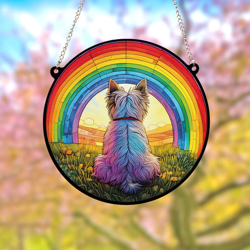 West Highland Terrier Rainbow Bridge Stained Glass Effect Suncatcher